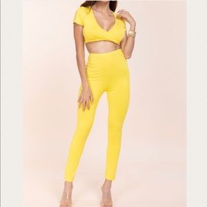 Yellow High Waisted Two Piece Set